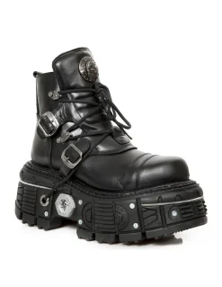 ANKLE BOOT BLACK IMPERFECT WITH LACES M-TANK007-S1