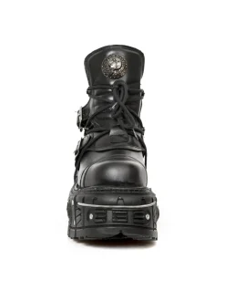 ANKLE BOOT BLACK IMPERFECT WITH LACES M-TANK007-S1