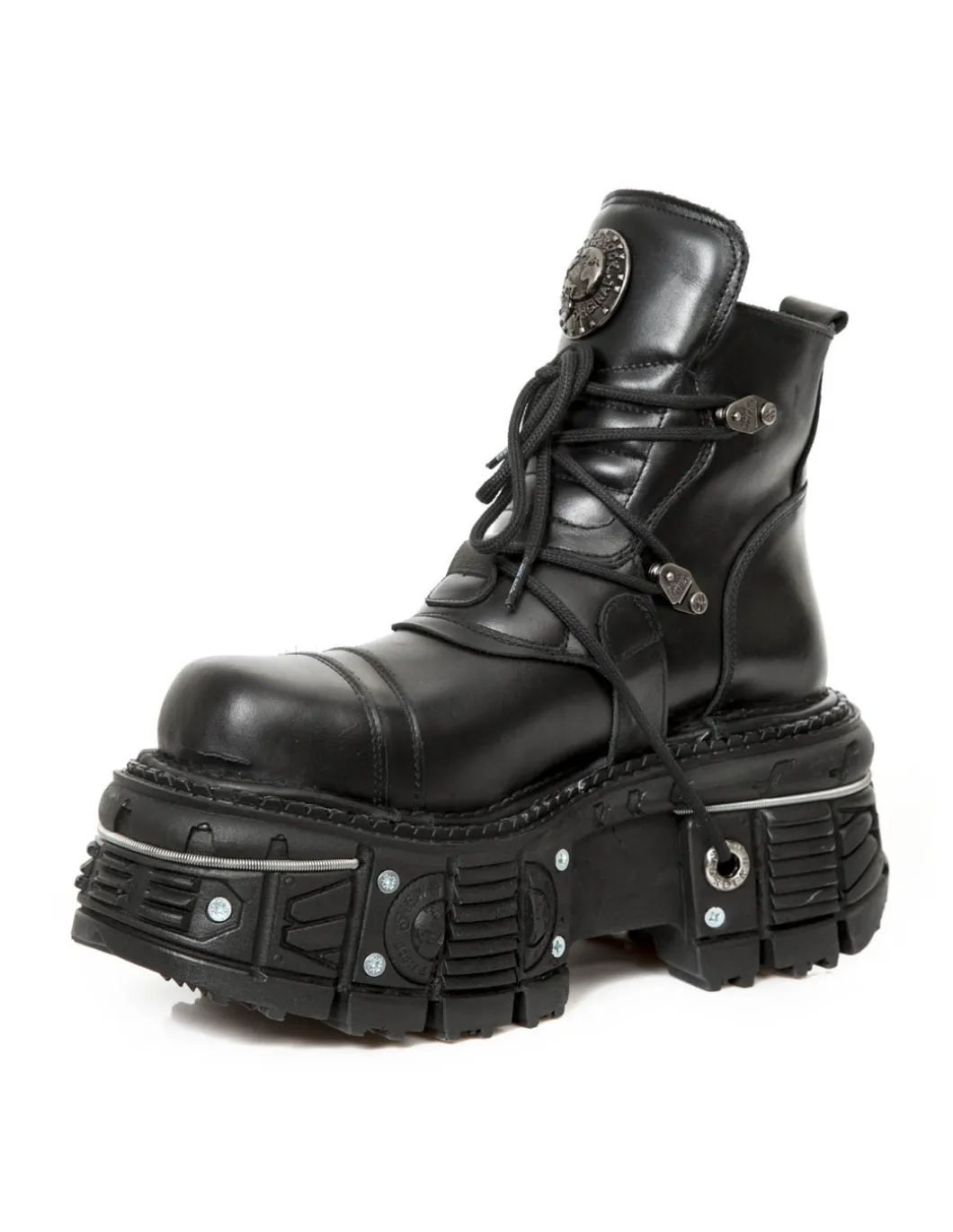 ANKLE BOOT BLACK IMPERFECT WITH LACES M-TANK007-S1