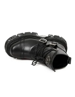 ANKLE BOOT BLACK IMPERFECT WITH LACES M-TANK007-S1