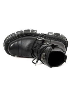 ANKLE BOOT BLACK IMPERFECT WITH LACES M-TANK007-S1