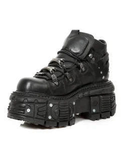 ANKLE BOOT BLACK IMPERFECT WITH LACES M-TANK006C-C6