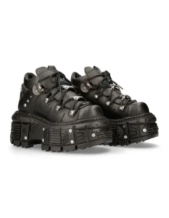 ANKLE BOOT BLACK IMPERFECT WITH LACES M-TANK106N-V2