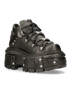 ANKLE BOOT BLACK IMPERFECT WITH LACES M-TANK106N-V2