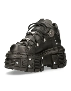 ANKLE BOOT BLACK IMPERFECT WITH LACES M-TANK106N-V2