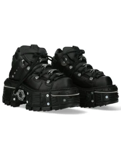ANKLE BOOT BLACK IMPERFECT WITH LACES M-TANK006C-V1