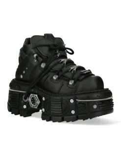 ANKLE BOOT BLACK IMPERFECT WITH LACES M-TANK006C-V1