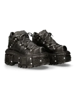ANKLE BOOT BLACK IMPERFECT WITH LACES M-TANK106NLACE-C1
