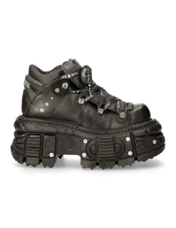 ANKLE BOOT BLACK IMPERFECT WITH LACES M-TANK106NLACE-C1