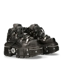 ANKLE BOOT BLACK IMPERFECT WITH LACES M-TANK006C-S1