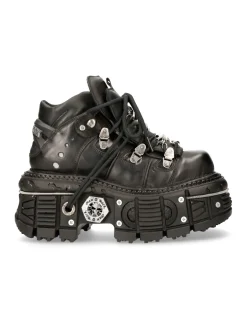 ANKLE BOOT BLACK IMPERFECT WITH LACES M-TANK006C-S1