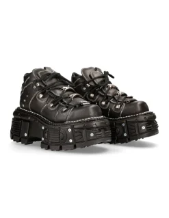 ANKLE BOOT BLACK IMPERFECT WITH LACES M-TANK106-C4