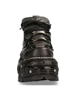 ANKLE BOOT BLACK IMPERFECT WITH LACES M-TANK106-C4
