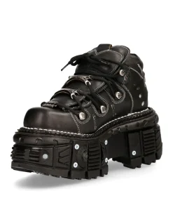 ANKLE BOOT BLACK IMPERFECT WITH LACES M-TANK106-C4