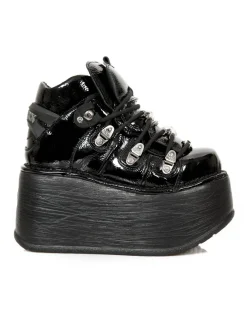 ANKLE BOOT BLACK NEW WITH LACES M-TANK006C-C7