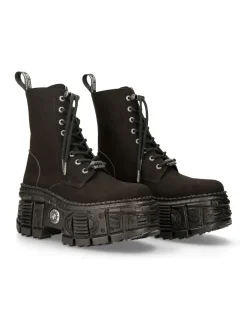 ANKLE BOOT BLACK TANK WITH LACES M-WALL026N-V1