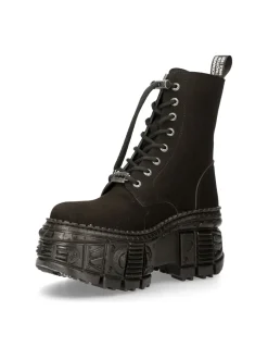 ANKLE BOOT BLACK TANK WITH LACES M-WALL026N-V1