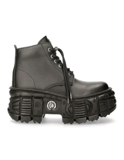 ANKLE BOOT BLACK TANK WITH LACES M-WALL046-V1
