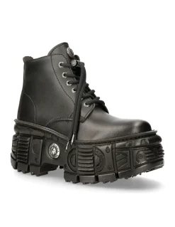 ANKLE BOOT BLACK TANK WITH LACES M-WALL046-V1