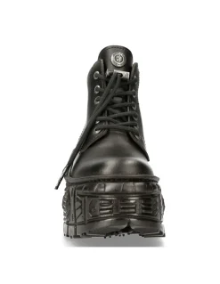 ANKLE BOOT BLACK TANK WITH LACES M-WALL046-V1