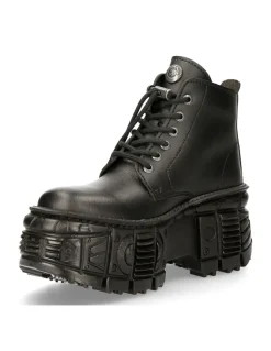 ANKLE BOOT BLACK TANK WITH LACES M-WALL046-V1