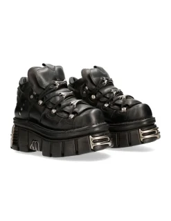 ANKLE BOOT BLACK TOWER WITH LACES M-106-S112