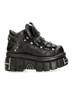 ANKLE BOOT BLACK TOWER WITH LACES M-106-S112