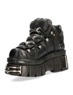 ANKLE BOOT BLACK TOWER WITH LACES M-106-S112