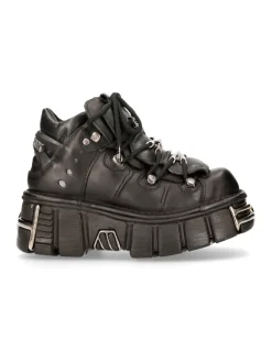ANKLE BOOT BLACK TOWER WITH LACES M-106-S1