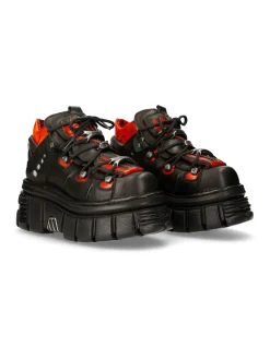 ANKLE BOOT BLACK TOWER WITH LACES M-MET011-C11