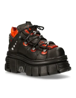 ANKLE BOOT BLACK TOWER WITH LACES M-MET011-C11