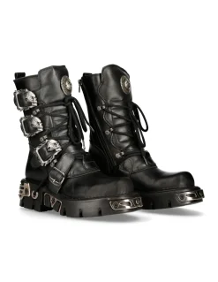 BOOT BLACK REACTOR WITH BUCKLES AND LACES M-391-S1