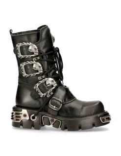 BOOT BLACK REACTOR WITH BUCKLES AND LACES M-391-S1