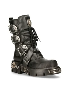 BOOT BLACK REACTOR WITH BUCKLES AND LACES M-391-S1