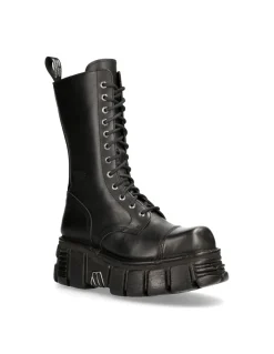 BOOT BLACK TOWER WITH LACES M-MILI211-C14