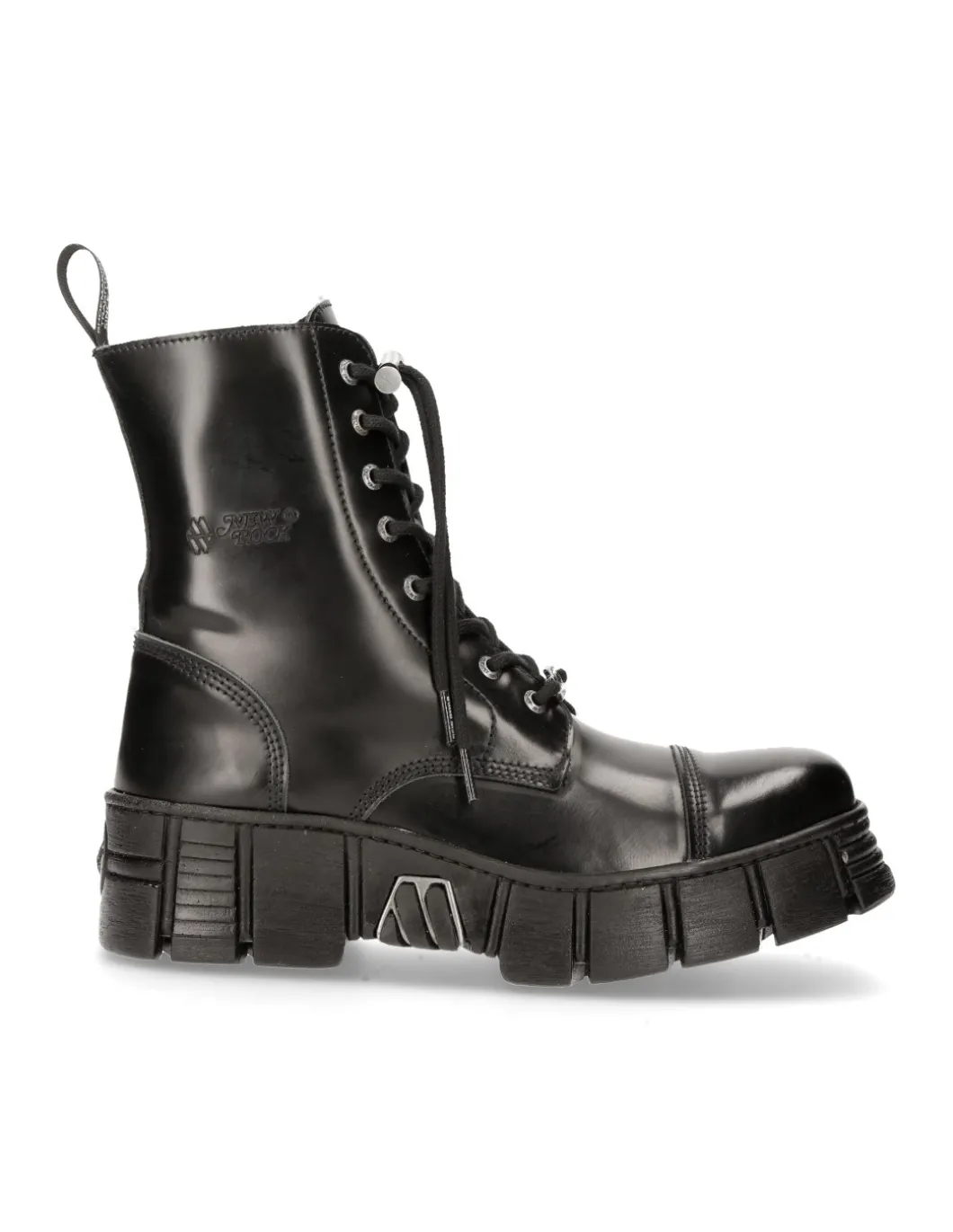 BOOT BLACK TOWER WITH LACES M-WALL126N-C1