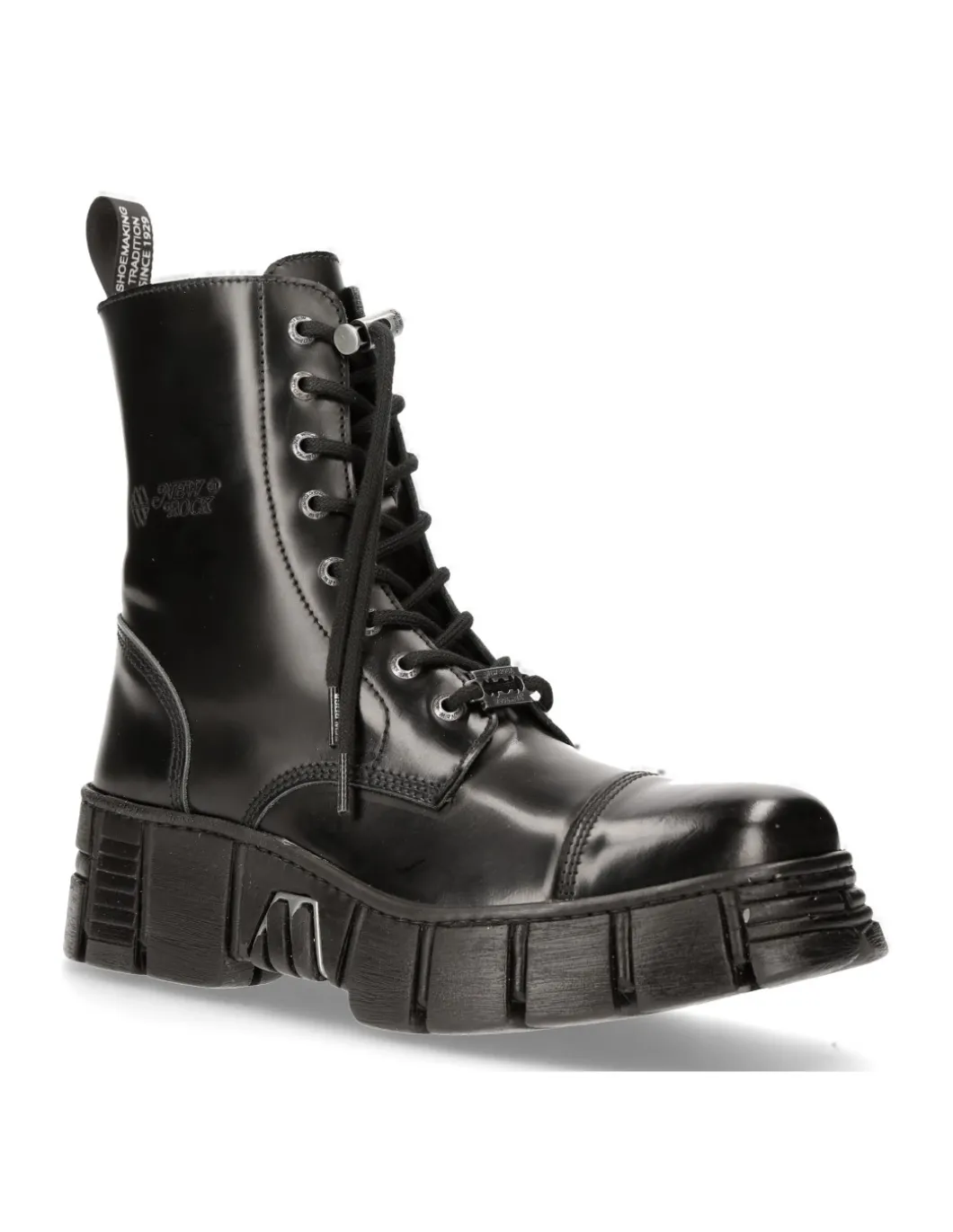 BOOT BLACK TOWER WITH LACES M-WALL126N-C1