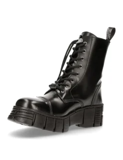 BOOT BLACK TOWER WITH LACES M-WALL126N-C1