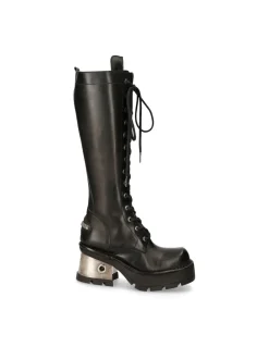 HIGH BOOT BLACK NEW WITH LACES M-236-S1